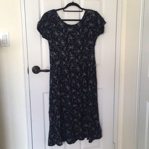 Vintage Navy Blue Floral 90’s Midi Dress
